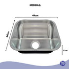 Tanque Lavanderia Inox 304 Escovado 44x44cm Com Ralo E Sifão
