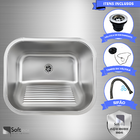 Tanque Lavanderia Inox 50x45Cm Escovado Sobrepor/Embutir com