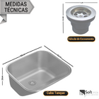 Tanque Lavanderia Inox 50x45Cm Escovado Sobrepor/Embutir com