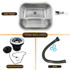 Tanque Lavanderia Inox 50x45Cm Escovado Sobrepor/Embutir com