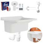 Tanque Plástico 34l Para Lavanderia Branco + Sifão Copo Unive