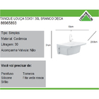 Tanque Simples Retangular Cerâmica Branco 30L Deca