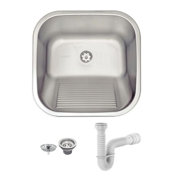 Tanque Tramontina Hera 40x40 94403107 Inox Acetinado + Sifão