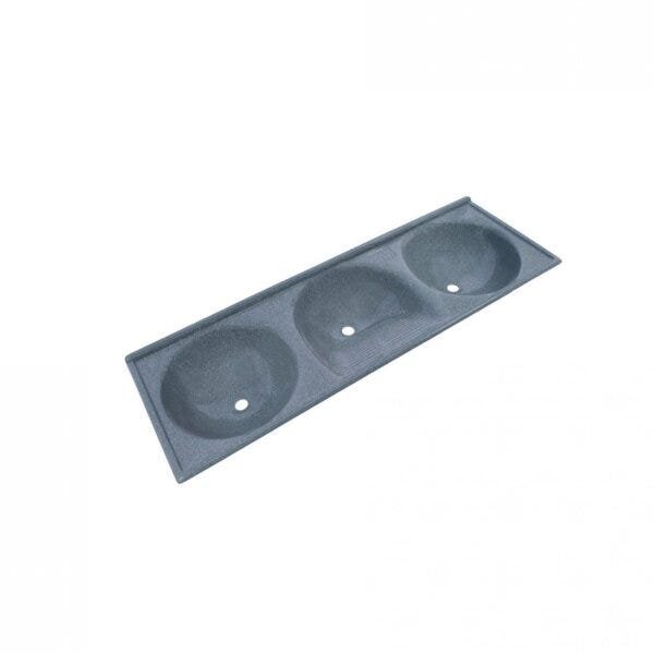 Tanque Triplo Grande Mármore Sintético Decoralita Cinza