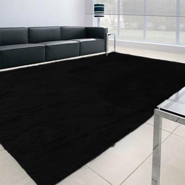 Tapete  300x200cm Preto Para Quarto  Macio - Casu