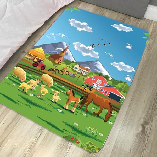 Tapete  Infantil  De Brincar Estampa Digital 95x130 Fazenda