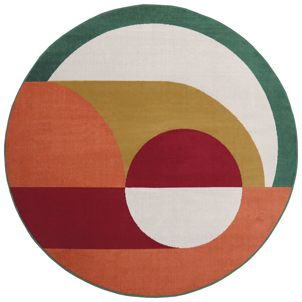 Tapete Abstrato Redondo Arrudeio Circulo Áreas Internas Colorido 1,95m