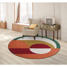 Tapete Abstrato Redondo Arrudeio Circulo Áreas Internas Colorido 1,95m