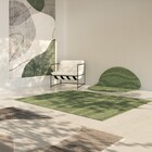 Tapete Abstrato Retangular Curvas Tropical Áreas Internas Verde 2,00X2,50m