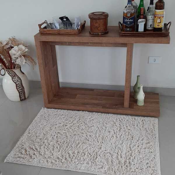 Tapete Algodão Para Sala E Quarto - 0,80 X 1,20 - Cor Cru Pel