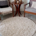 Tapete Algodão Para Sala E Quarto Redondo 1,50m  X1,50m- Cru