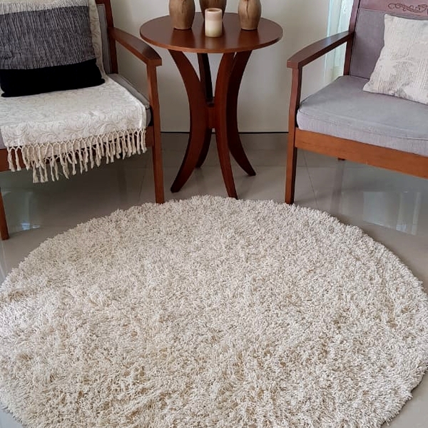 Tapete Algodão Para Sala E Quarto Redondo 1,50m X1,50m- Cru Pelo Alto |  Leroy Merlin