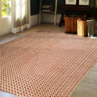 Tapete Algodão Tear Artesanal 1,5 X 2,5 M Pilão Bege/coral