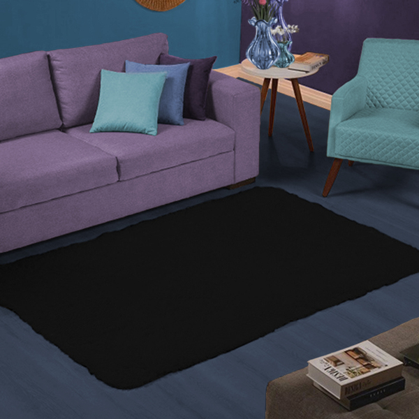 Tapete Antiderrapante 300x200cm Peludo Macio Preto Casen