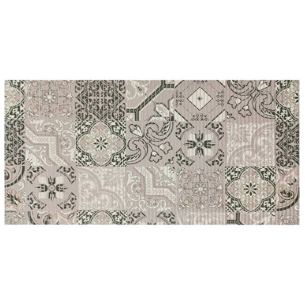 Tapete Antiderrapante Tropical 43cm X 130cm Azulejo Cinza Kap