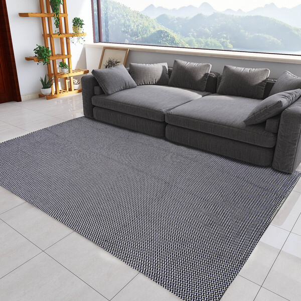 Tapete Artesanal Em Algodão 1,40x2,00m Preto Italia