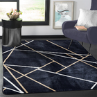 Tapete Aveludado Para Sala 1,40x2x00 Preto Abstrato