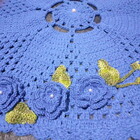 Tapete Azul De Crochê Artesanal