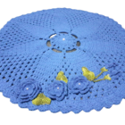 Tapete Azul De Crochê Artesanal