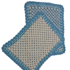 Tapete Azul De Crochê Dupla Face Artesanal