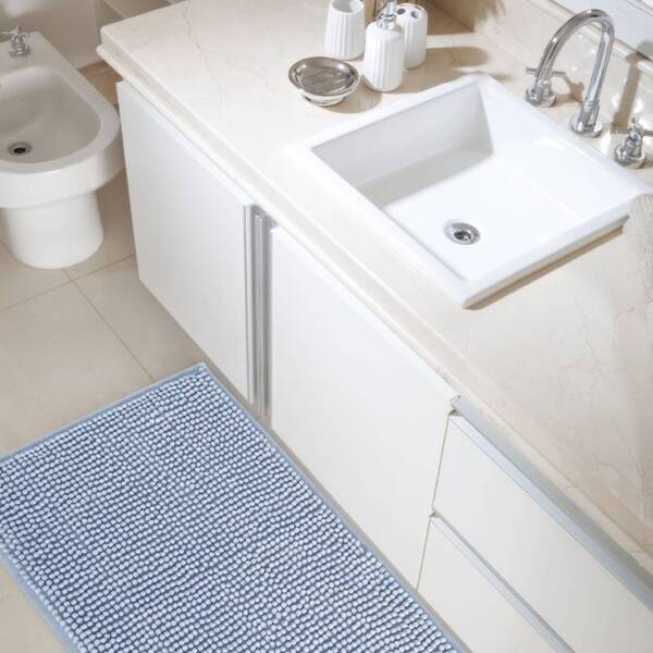Tapete Banheiro 40x60cm Microfibra Antiderrapante Dallas Azul
