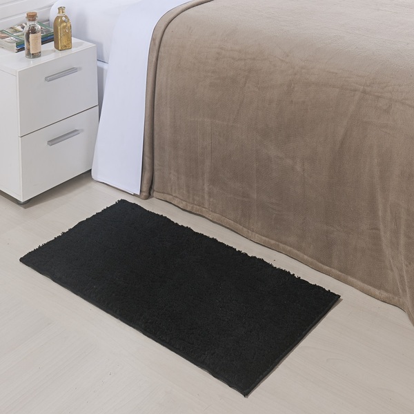 Tapete Beira De Cama Macio Classic Preto 1,00x0,50m Oasis