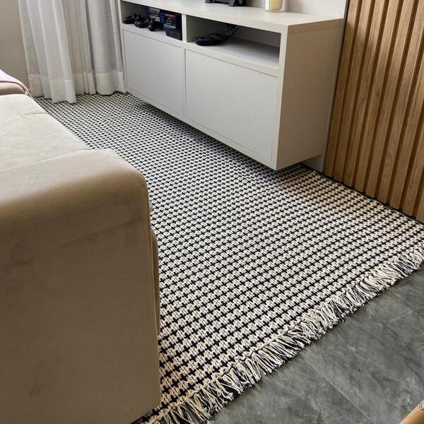 Tapete Boho Andaraí Cinza/preto 140x250cm Algodão