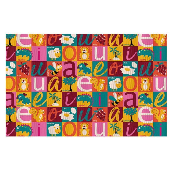Tapete Brisa Infantil 100cm X 130cm Vogais Kapazi