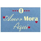 Tapete Capacho Azul 45x65cm O Amor Mora Aqui - Antiderrapante