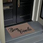 Tapete Capacho Bege Bem Vindo Preto - Antiderrapante