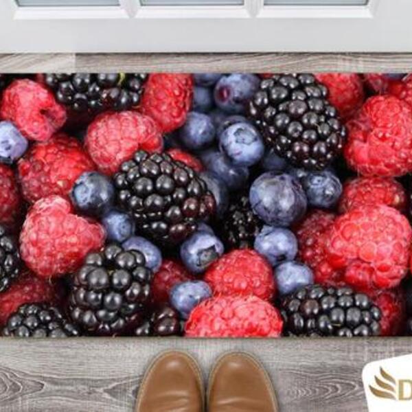 Tapete Capacho Decorativo Entrada Porta Sala Blueberries