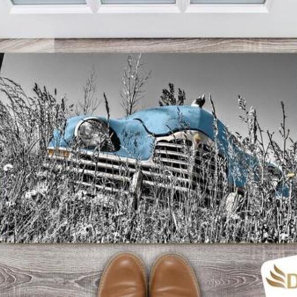 Tapete Capacho Decorativo Entrada Porta Sala Carro Azul