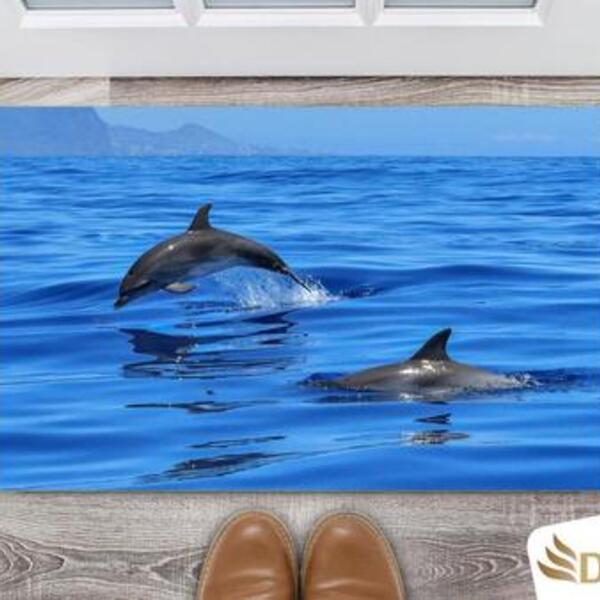 Tapete Capacho Decorativo Entrada Porta Sala Golfinho