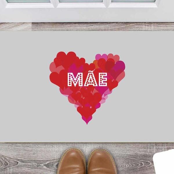 Tapete Capacho Decorativo Entrada Porta Sala Mãe Corações