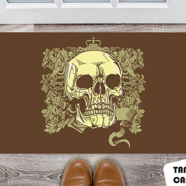 Tapete Capacho Personalizado Caveira Coroa
