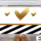 Tapete Capacho Personalizado Coração Brilhoso Listrado  Fundo