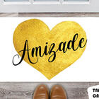 Tapete Capacho Personalizado Coração Dourado Amizade