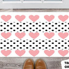 Tapete Capacho Personalizado Corações Rosa Com Bolinhas Pretas