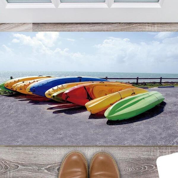 Tapete Capacho Personalizado Divertido Canoas Coloridas