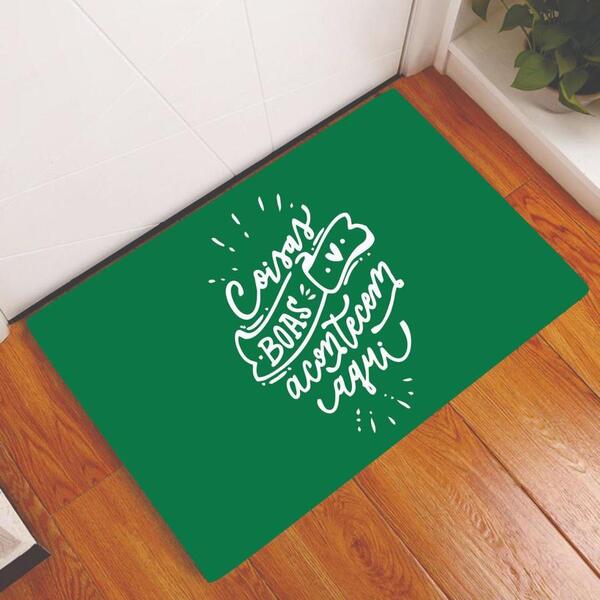 Tapete Capacho Personalizado Divertido Coisas Boas Verde Band