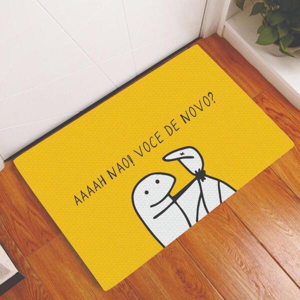 Tapete Capacho Personalizado Divertido Flork Ah Não Amarelo