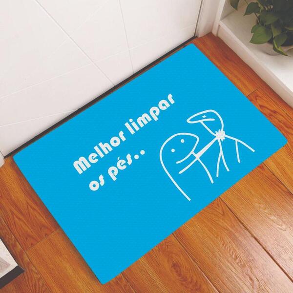 Tapete Capacho Personalizado Divertido Flork Limpar Os Pes Az