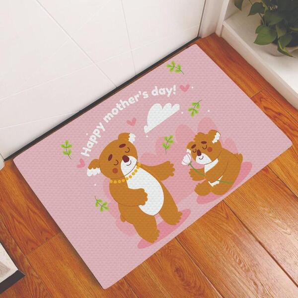 Tapete Capacho Personalizado Divertido Happy Mothers Day Urso