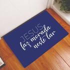 Tapete Capacho Personalizado Divertido Jesus Faz Morada Azul