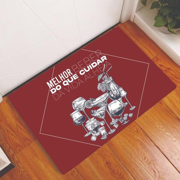 Tapete Capacho Personalizado Divertido Melhor Beber Vinho