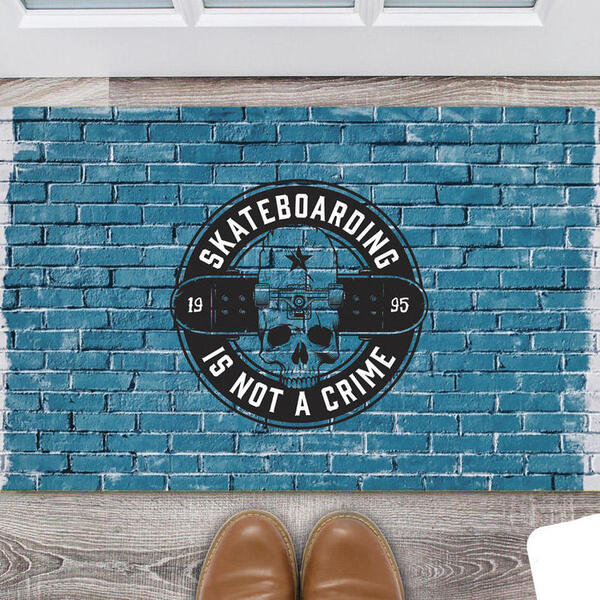 Tapete Capacho Personalizado Divertido Skate Caveira Skateboa
