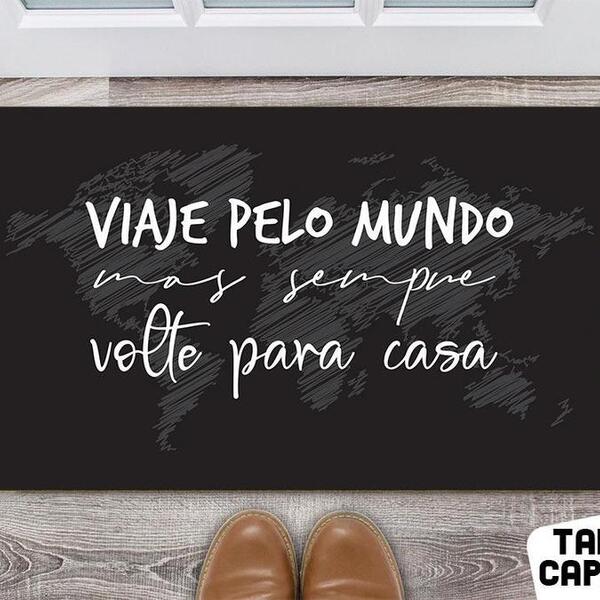Tapete Capacho Personalizado Divertido Viaje Pelo Mundo