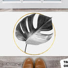 Tapete Capacho Personalizado Folha Chumbo Fundo Circulo Gold