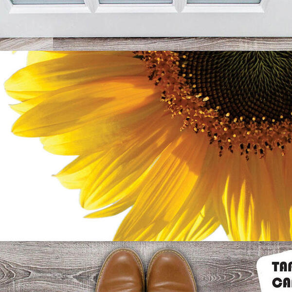 Tapete Capacho Personalizado Girassol Com Fundo Branco