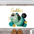 Tapete Capacho Personalizado Gratidão Hexágonos Verdes